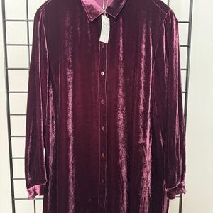 EILEEN FISHER Velvet Classic Collar Long Shirt